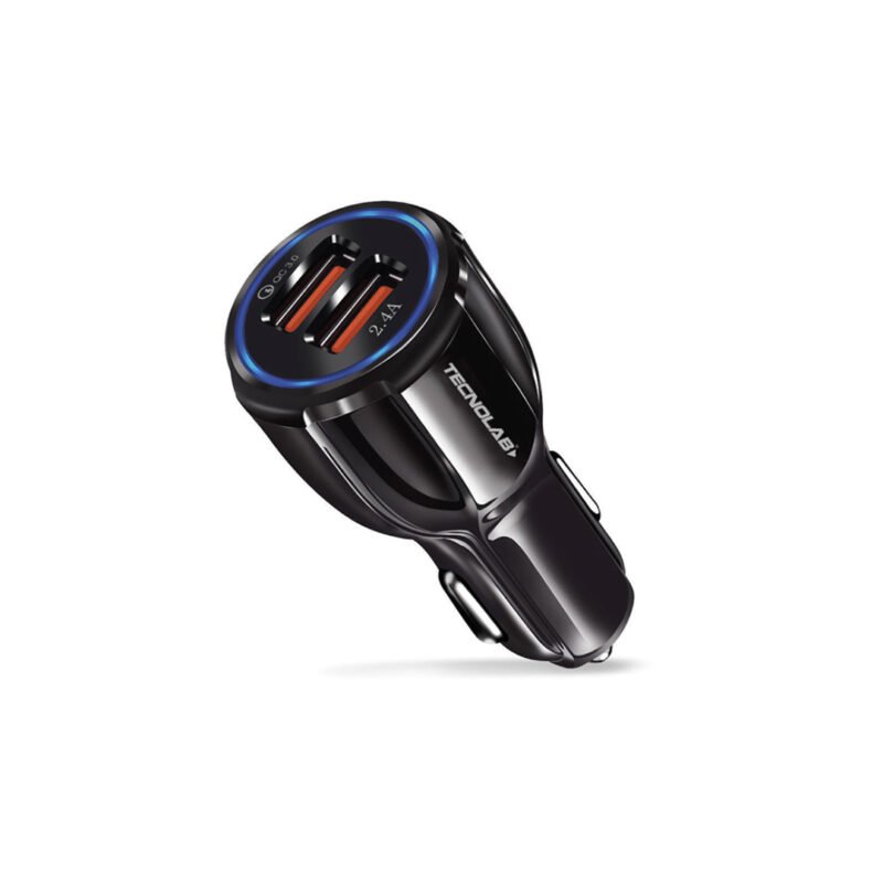 cargador auto 12v doble tipo carga rÁpida 3.0 black