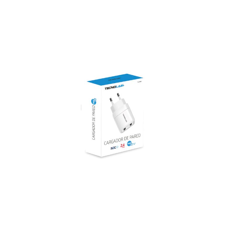cargador tecnolab 2 salidas usb 12w, sin cable. certificacion sec. white — vista 2