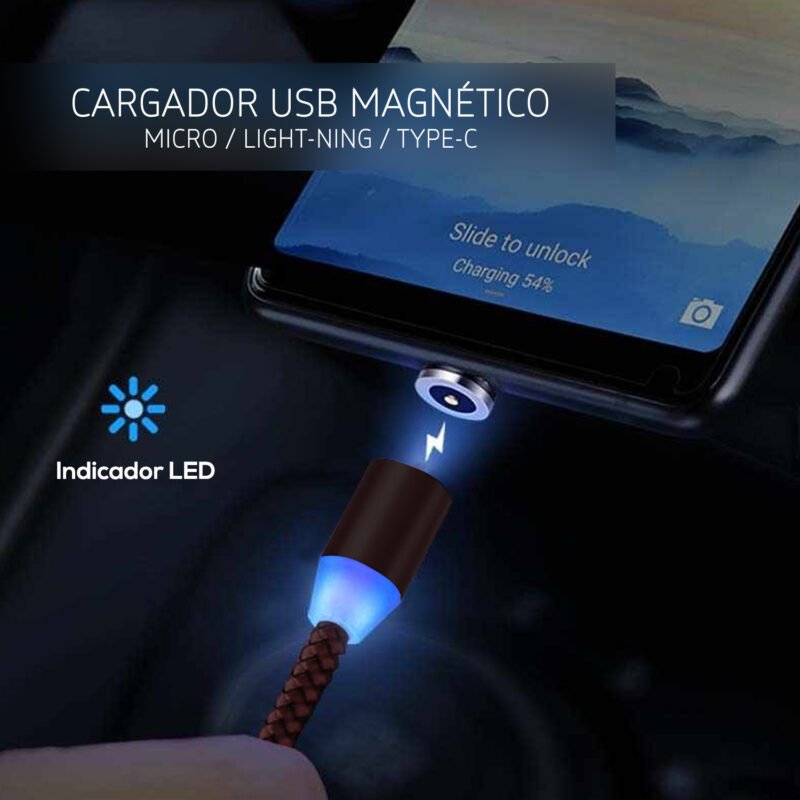 cable 3 en 1 de carga magnetico — vista 3