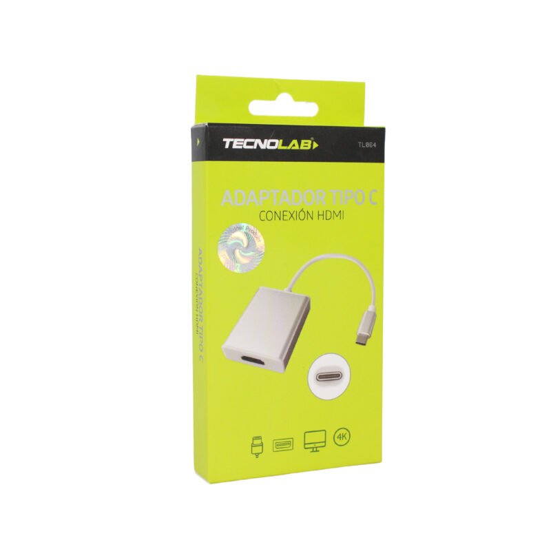 adaptador tecnolab tipo c a hdmi 4k, cable tipo c, compatible pc/mac, resolucion ultra hd 4k, compacto.