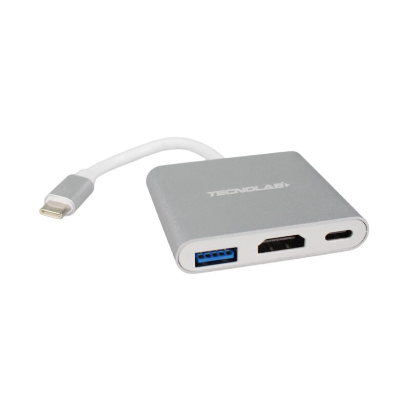 hub tecnolab tipo c a hdmi 4k, entrada usb 3.0, compatible pc/mac, resolucion ultra hd 4k, cargador pd, compacto. — vista 2