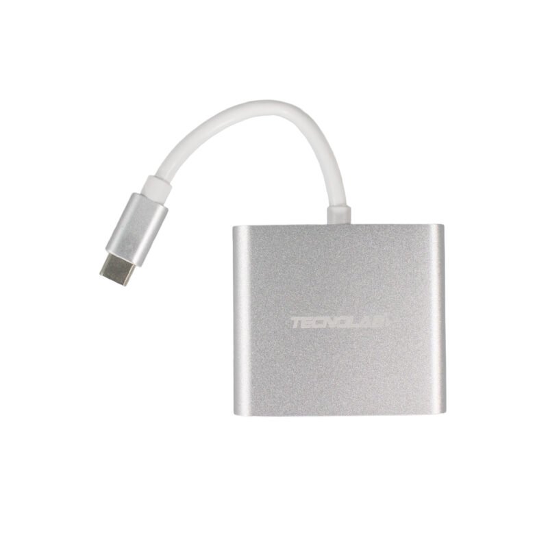 hub tecnolab tipo c a hdmi 4k, entrada usb 3.0, compatible pc/mac, resolucion ultra hd 4k, cargador pd, compacto. — vista 3