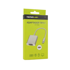 adaptador tecnolab tipo c a vga, conexion 1080p, compatible pc/mac, compacto y facil de transportar.