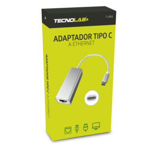 adaptador tecnolab tipo c a ethernet, rj45 10/100/1000 mbps, compatible pc/mac, compacto y facil de transportar.