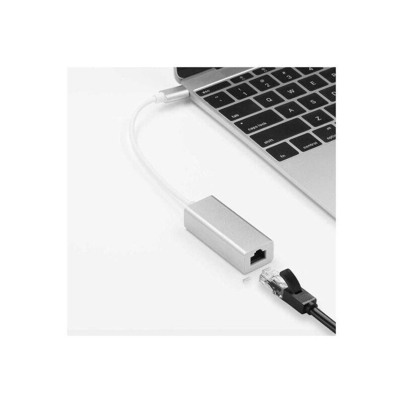 adaptador tecnolab tipo c a ethernet, rj45 10/100/1000 mbps, compatible pc/mac, compacto y facil de transportar. — vista 2