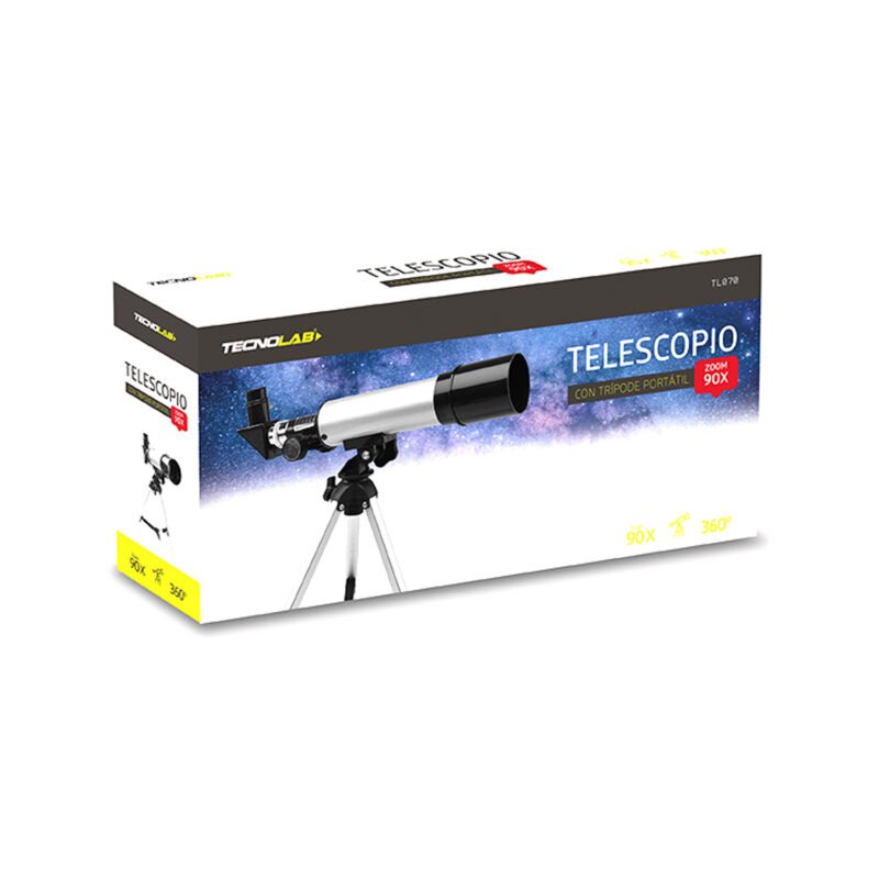 telescopio tecnolab astronomico con tripode, apertura de 50 mm, longitud focal 360 mm, max. ampliacion 90x, ocualares h6mm y h20mm — vista 5