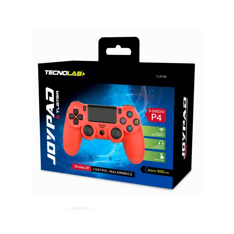 control tecnolab ps4 inalambrico, compatible pc, sensores 6 eje, touchpad, vibracion doble, bateria 1000mah. red — vista 3