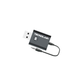 adaptador tecnolab mini bt v5.0, transmite y recibe audio, conexion auxiliar 3.5mm, usb 5v.