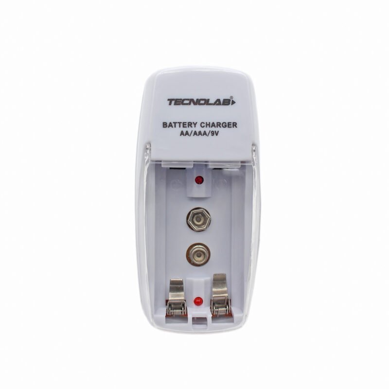cargador pilas tecnolab, entrada 220v, salida 1.4v/9v, carga 1 2 pilas aa/aaa, led de carga. 110v 220v