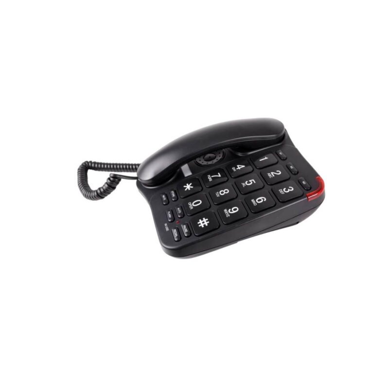 telefono tecnolab de sobremesa, 3 teclas rapidas, memoria, indicador luminoso, funciones de pausa y silencio. black — vista 2
