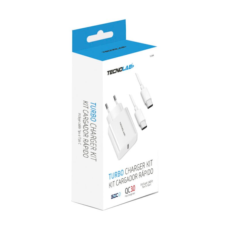 cargador tecnolab pd 18w con cable tipo c a c. certificacion sec. white — vista 2