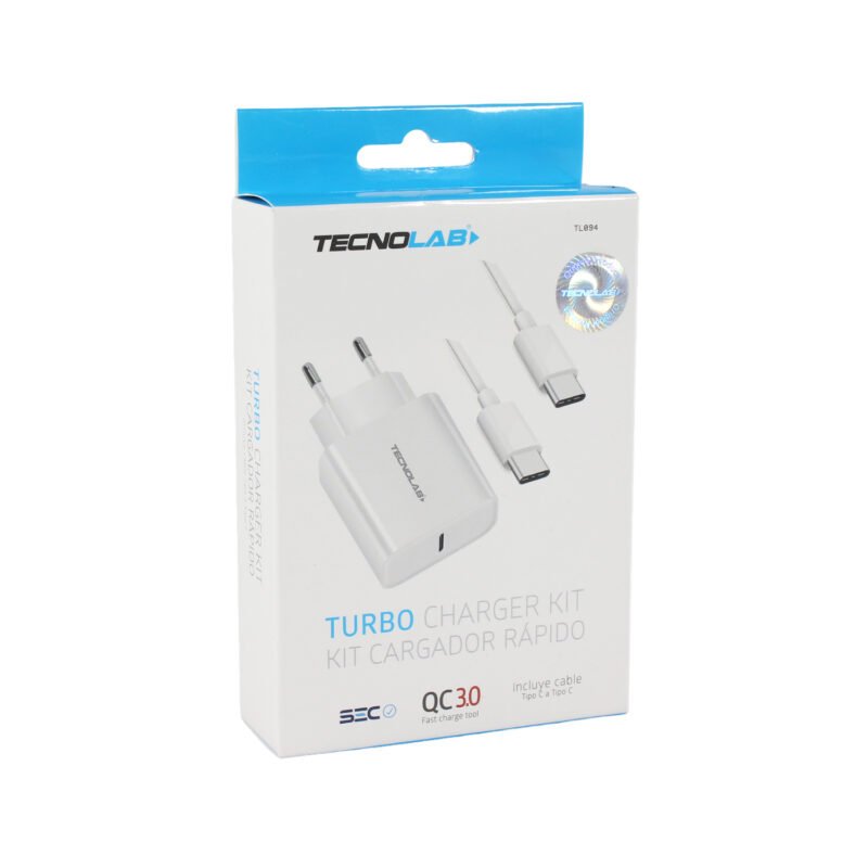 cargador tecnolab pd 18w con cable tipo c a c. certificacion sec. white — vista 5