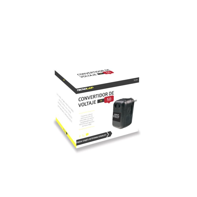 transformador voltaje tecnolab 220/240v entrada 110/120v, hasta 50w, ideal para viajes. no incluye adaptador — vista 3