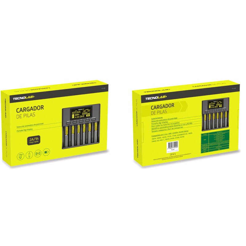 cargador pilas 18650, 26650, 21700, 18350 aa aaa 3.7v / 3.2v / 1.2v / nimh lithium — vista 5