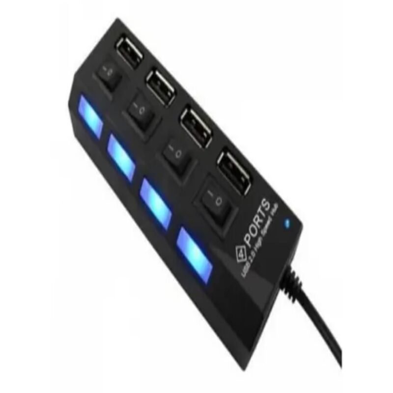 hub tecnolab usb de 4 puertos, interruptor de encendido/apagado, conectar y usar, 3.0, compatible usb 1.1, cable de 60cm. — vista 2