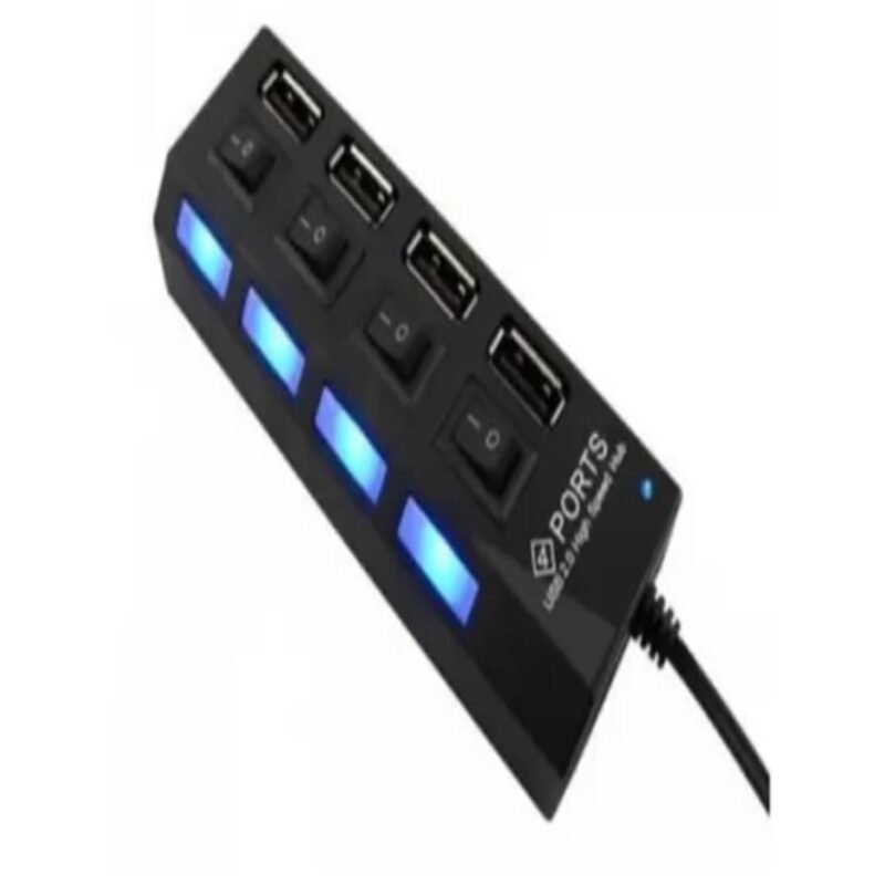 hub tecnolab usb de 4 puertos, interruptor de encendido/apagado, conectar y usar, 3.0, compatible usb 1.1, cable de 60cm. — vista 3