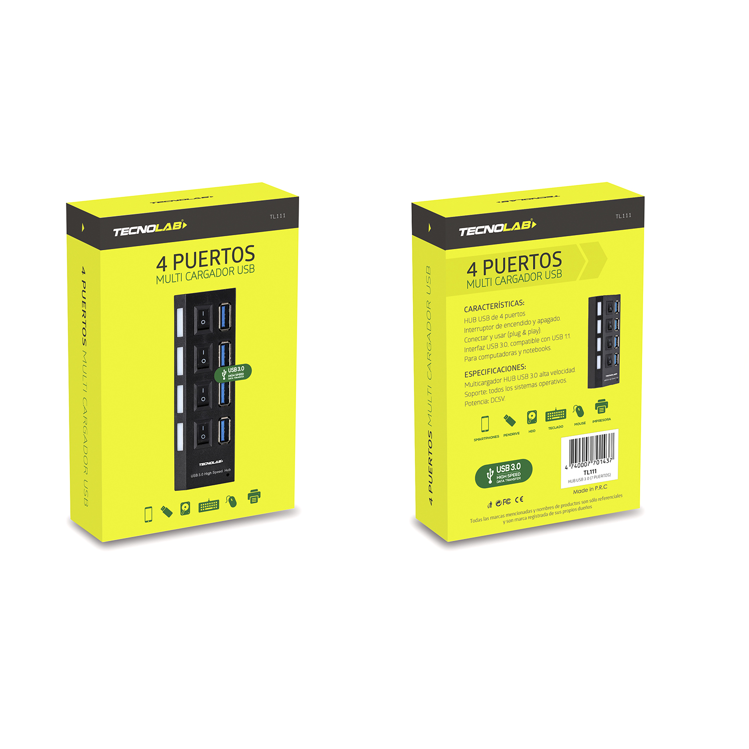 hub tecnolab usb de 4 puertos, interruptor de encendido/apagado, conectar y usar, 3.0, compatible usb 1.1, cable de 60cm. hub tecnolab usb de 4 puertos, interruptor de encendido/apagado, conectar y usar, 3.0, compatible usb 1.1, cable de 60cm.