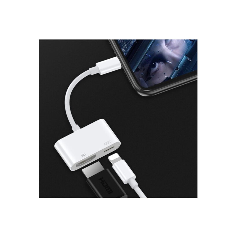 adaptador tecnolab lightning a hdmi+lightning, cable hd digital hdmi, — vista 3
