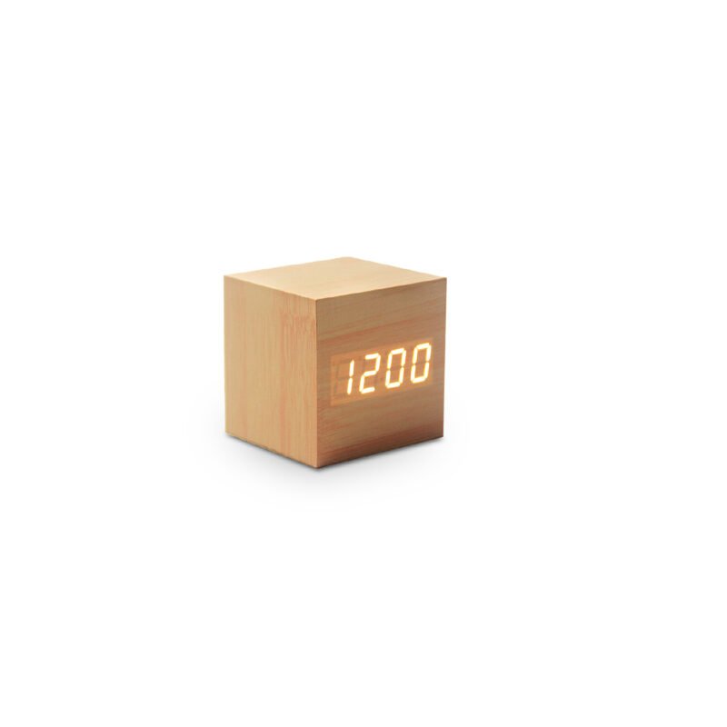 reloj despertador digital de madera con pantalla led, control de voz, usb y aaa (no incluidas). — vista 2