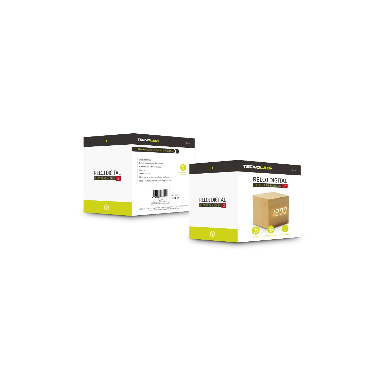 reloj despertador digital de madera con pantalla led, control de voz, usb y aaa (no incluidas). reloj despertador digital de madera con pantalla led, control de voz, usb y aaa (no incluidas).