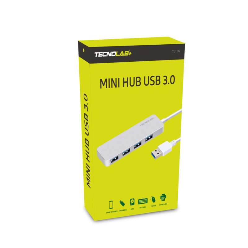 hub mini 4 puertos usb 3.0, 5gbps / 480mbps — vista 5