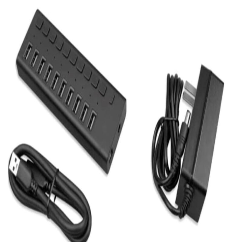 hub tecnolab usb 3.0, 10 puertos con interruptor independiente, 12v, material abs, 162g, 154*52*24mm.