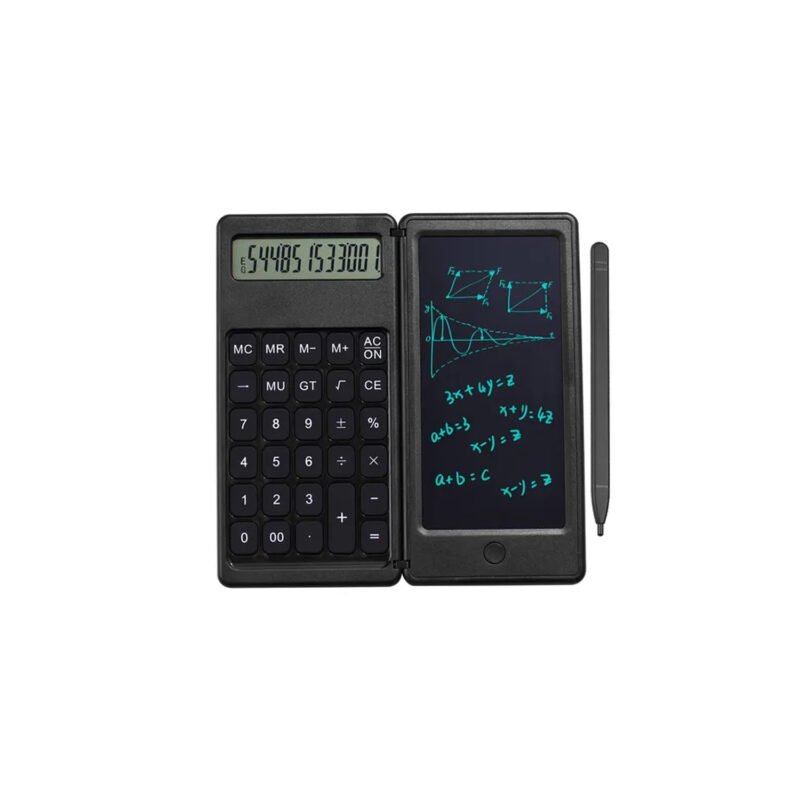 calculadora tecnolab 12 digitos, pantalla de escritura, 2 en 1, bateria cr1220, material abs.