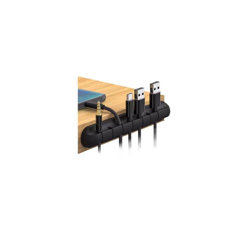 organizador de cables tecnolab, 7 ranuras para cables hasta 5mm, material de silicona liquida, adhesivo resistente de 13cm. — vista 2