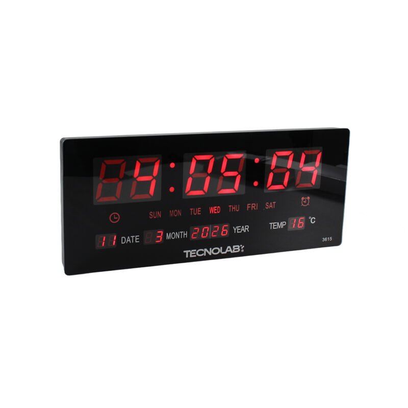 reloj mural tecnolab digital con calendario, temperatura, hora 12/24, facil de instalar. — vista 2