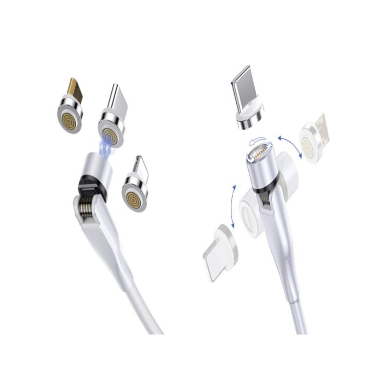 cable tecnolab 3 en uno conectores micro usb, lightning, tipo c. corriente 3a, usb 2.0, diseÑo rotativo 540°, 2m. — vista 2