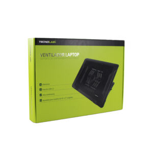 ventilador tecnolab para notebook, diseÑo ergonomico, ajustable 10" 17", silencioso, puertos usb x2, 5 alturas, velocidad 700 1400rpm.