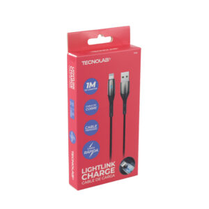 cable tecnolab usb a lightning super carga rapido 5amp 1mt , black