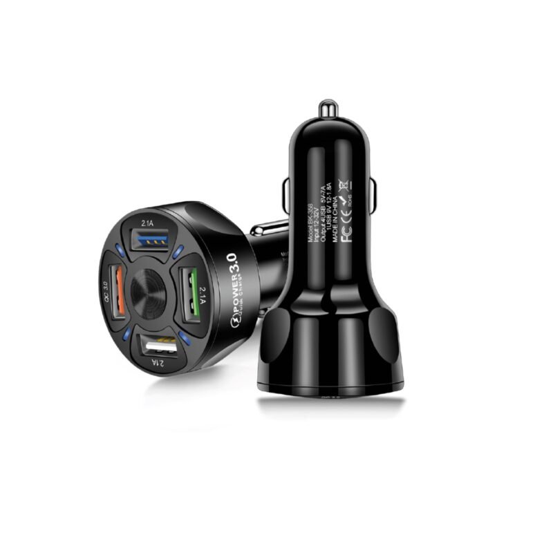 cargador tecnolab para automovil carga rapida, 4 puertos usb, qc 3.0, salida 18w, 5v 7a, 9v 1.8a. — vista 2