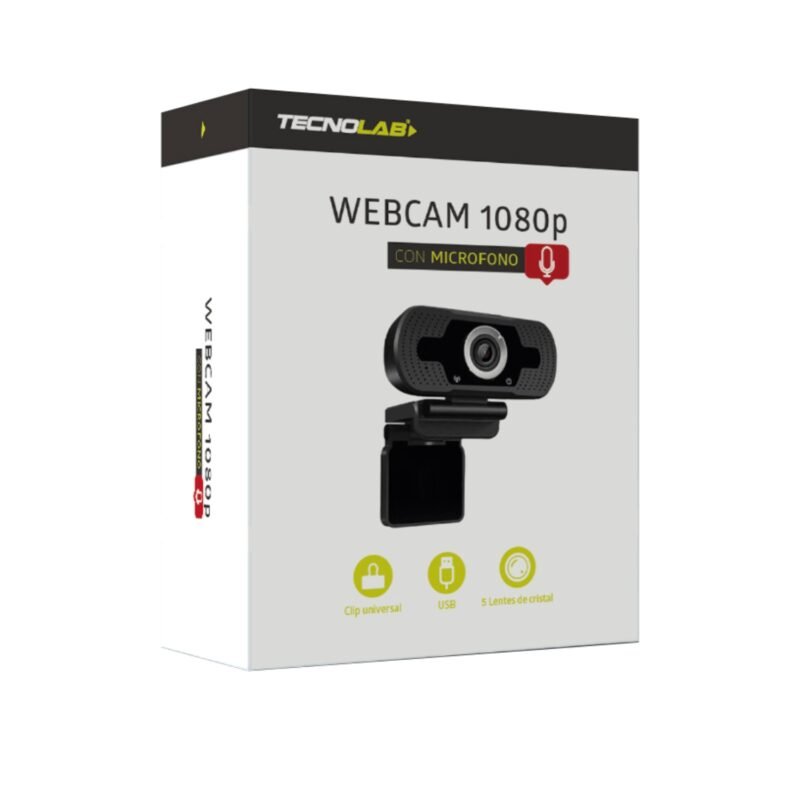 camara web tecnolab full hd 1080p, grabacion de video, microfono integrado, plug & play, usb 2.0. — vista 2