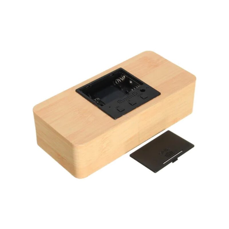 reloj despertador tecnolab digital de madera, 12/24 horas, alimentado por usb o baterias aaa, manual incluido. — vista 4