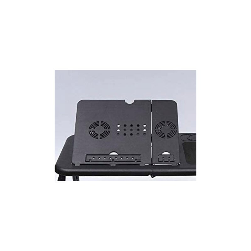mesa para notebook tecnolab, angulo ajustable 0 70°, apta para pantallas hasta 15.6", ventiladores usb, plegable, con alfombrilla. — vista 3