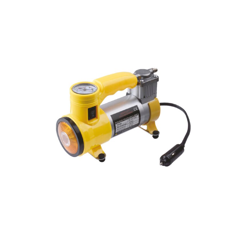 compresor de aire tecnolab dc 12v, flujo de aire 35 l/min, presion maxima 150 psi, temperatura de 55°c a 60°c.