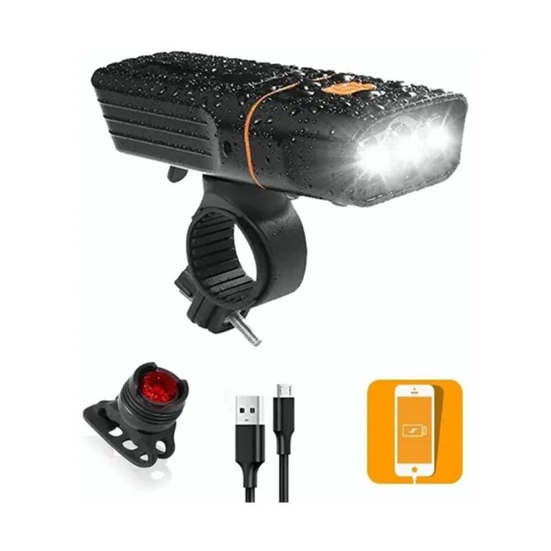 linterna tecnolab led con luz t6 para bicicletas, distancia de irradiacion 300 500m, bateria 2400mah, carga micro usb, ipx5, 3 modos de luz. 1000 lumenes
