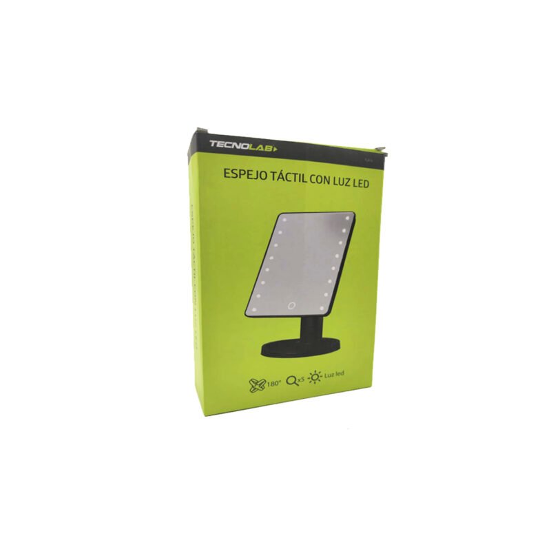 espejo de maquillaje tecnolab con luz led, zoom x5, control de luz, giro 180°, 16 leds de alto brillo. — vista 4