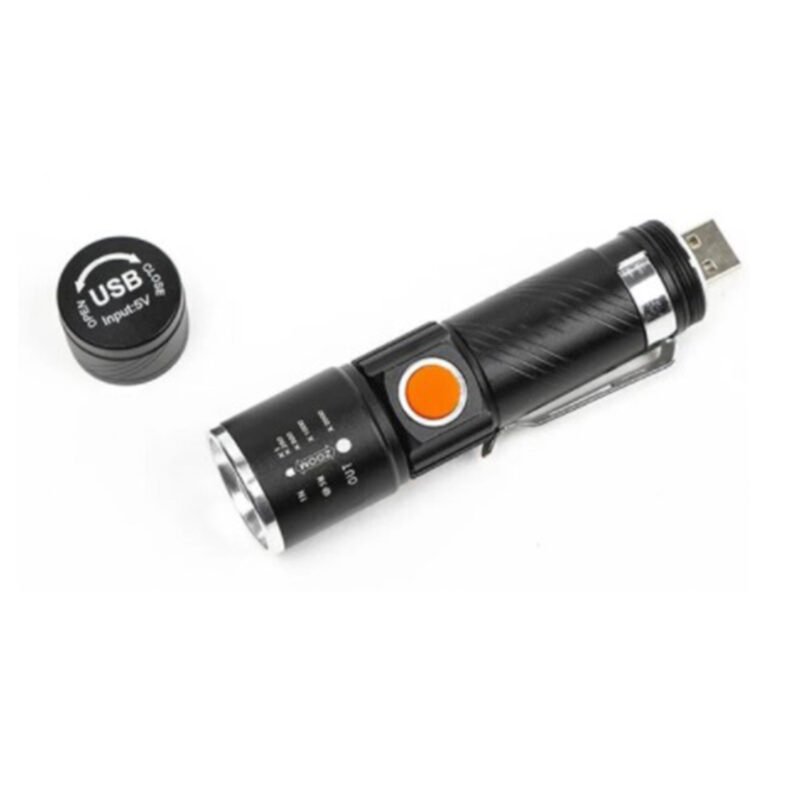 linterna tecnolab led cree, carga usb, resistente a agua, zoom ajustable, aleacion de aluminio, 3000 lumenes. — vista 3