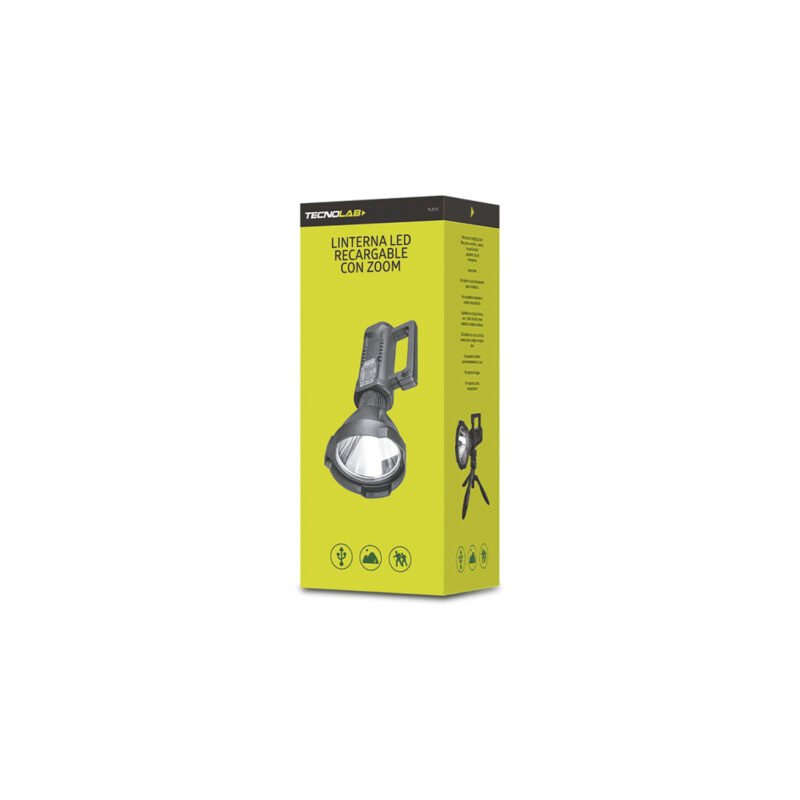 linterna tecnolab led recargable, usb, incluye tripode, luz de largo alcance, duracion 5 10 horas. 2000 lumenes. — vista 4