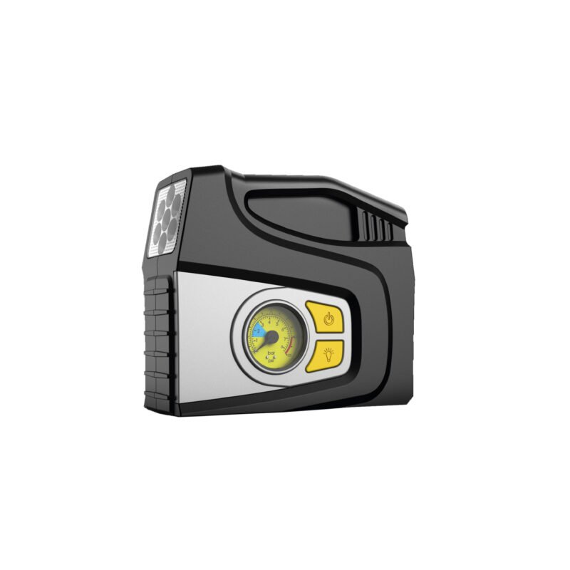 compresor de aire tecnolab dc 12v, presion maxima 100psi, 25l/pm, tiempo inflable 5 min, trabajo continuo 30 min.