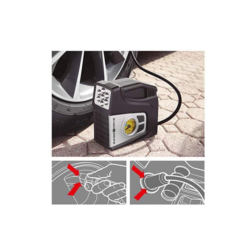 compresor de aire tecnolab dc 12v, presion maxima 100psi, 25l/pm, tiempo inflable 5 min, trabajo continuo 30 min. — vista 4