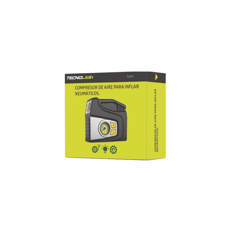 compresor de aire tecnolab dc 12v, presion maxima 100psi, 25l/pm, tiempo inflable 5 min, trabajo continuo 30 min. — vista 5