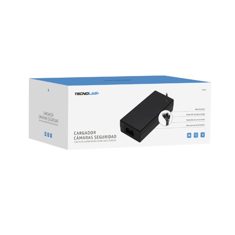 cargador tecnolab para camaras de seguridad, 12v 8amp, alta eficiencia, cable de 8 salidas. — vista 3