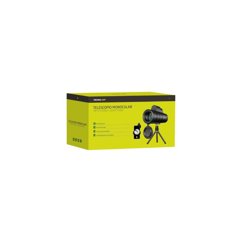 telescopio tecnolab monocular portatil, zoom 40x60, optica doble, lente y prisma multicapa, ideal para actividades outdoor. — vista 2
