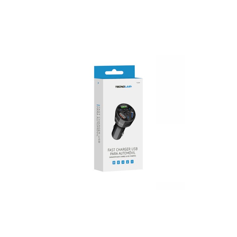 cargador tecnolab para automovil carga rapida 3.0 para 12v, con 3 puertos usb, proteccion sobre voltaje y cortocircuito. — vista 3