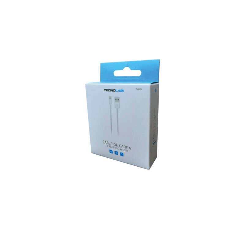 cable tecnolab de carga lightning a usb 2.0, de alambre de cobre, largo: 1m aprox.