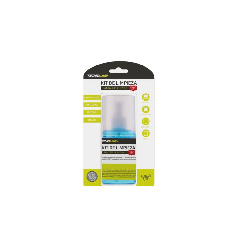 kit limpieza tecnolab pantallas led /lcd, sin alcohol, incluye paÑo microfibra, 200ml. — vista 4
