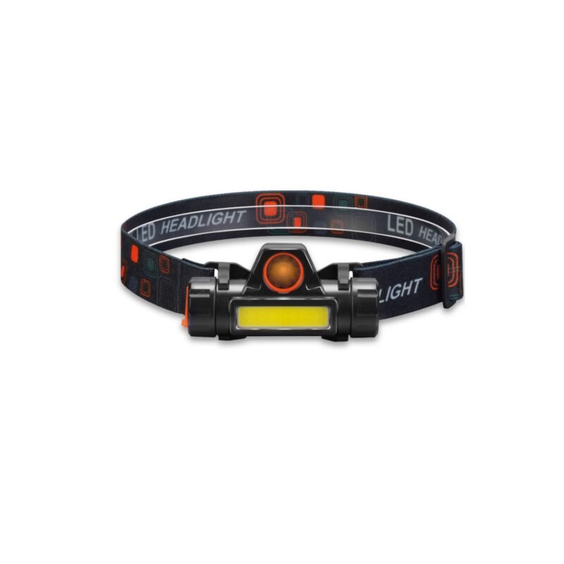 linterna tecnolab led formato cintillo, ajustable, angulo 180°, luz roja de advertencia, resistente al agua, 3800 lumenes, carga micro usb.